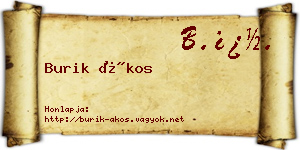 Burik Ákos névjegykártya